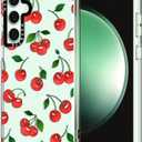 MOSNOVO Case for Samsung Galaxy S23 FE, [Buffertech 6.6ft Military-Grade Drop Protection] [Anti Peel Off Tech] Clear TPU Bumper Phone Case Cover Design - Cute Cherry