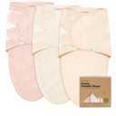 3Pack Organic Baby Swaddle Sleep Sacks Swaddles for Newborns, Infant 0-3 Months, Baby Girls, Boys, Soft & Snug Newborn Sleep Sack, Nursery Swaddling Blankets (Angelic)