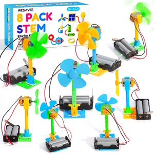 Bulk STEM Kits - 8 Set Electrical Fans, Girls Boys Crafts Science Kits for Kids Age 8-12, STEM Toys for Boys 8-10 8 10 12 13 Classroom, Engineering Activities Experiments Projects Circuit