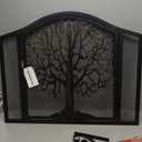 Plow & Hearth Metal Fireplace Screen Tree of Life Black | 38" W x 31" H | Magnetic Hinged Door | Spark Guard Cover | Stand Alone Wrought Iron Panel Fire Place Cover
