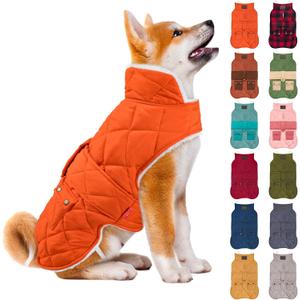 KYEESE Dog Coat Warm Pet Winter Puffer Coat with Leash Hole Waterproof Dogs Jacket with Fleece Lined Windproof Dog Coats for Small Dogs Thick Pets Clothes with Pocket Soft Pet Sweater for Cold Weather (X-Large, 05#Orange)