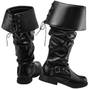 Yearntown Medieval Pirate Boots Men Renaissance Boots Halloween Viking Pirate Gothic Costume Shoes Footwear for Men 10