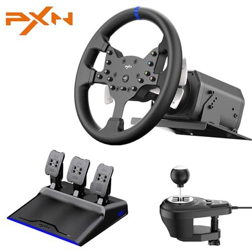 PXN V99 Driving Force Steering Wheel, 3.2Nm Dual-Motor Force Feedback Base, 11.8-inch TPR Rubber Wheel Cover Sim Racing Wheel With Shifter and Pedal, Desk Clamp, for PC, PS4, Xbox One, Xbox Serive X|S - Used - Like New
