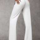 Womens Stretch Pants for Work Tummy Contro Dress Pants Slim Fit Leg Pull-On Slacks with Pockets (White, Large)