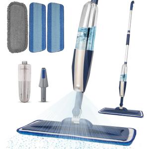 Mops for Floor Cleaning Wet Spray Mop with 14 oz Refillable Bottle and 3 Washable Microfiber Pads Home or Commercial Use Dry Wet Flat Mop for Hardwood Laminate Wood Ceramic