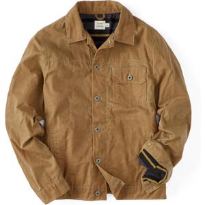 Huckberry Flint and Tinder Men's Flannel-Lined Waxed Trucker Jacket, Water & Weather Resistant Mens Jacket, L