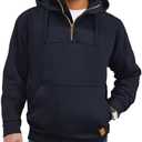 JEMLDL Men's Quarter Zip Hoodies Cotton Fleece Long Sleeve Pullover Sweatshirt With Pockets. Size L