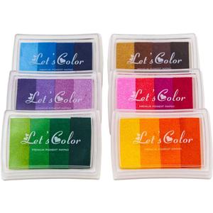 Craft Ink Pad Stamps Partner Rainbow Set of 6, DIY Multicolor Craft Stamp Pad 24 Colors for Stamps, Paper, Wood Fabric, for All Ages & Infinite Uses