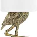 Creative Co-Op Resin Flamingo Table Lamp with Linen Shade, Gold Finish, 32"