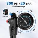 Hycline High Pressure Shock Pump with Gauge: 300 PSI Bicycle Pump for Front Fork & Rear Suspension - Mini Pump with Air Bleed for Road Mountain Bike Fits Schrader & Presta Valve