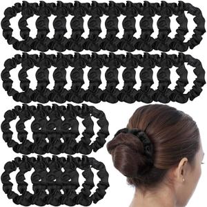 WILLBOND 30 Pcs Small Satin Silk Scrunchies Bulk for Women, Thin Hair Ties Mini Scrunchy Bands Skinny Ponytail Holders for Thick Curly Hair Pony Tails Wrist Decor(Black)