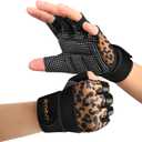 Workout Gloves with Wrist Wrap Support, Weight Lifting Gloves with Full Palm Protection & Extra Grip for Men Women Gym Exercise, Fitness, Weightlifting, Pull ups (Large, Leopard)