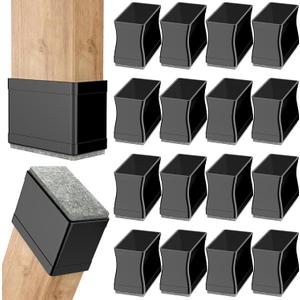 16 PCS Rectangle Furniture feet Pads,Chair Leg Floor Protectors, Rectangle Felt Furniture Foot Protectors, Furniture Floor Protectors,Anti-Scratch & No Noise.(Black, Medium 1" x 1.5")