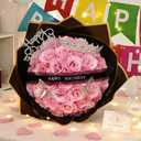 Waipfaru Glitter Roses Bouquet,Birthday Gifts for Women Mom,DIY Fake Flowers Bouquet with Birthday Stand-Up Signs,36 Pink Rose for Grandma Wife Friends