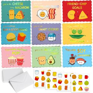 Prophet 36 Pack Gold Foil Valentines Day Cards for Kids School, 9 Assorted Designs with Envelopes & Cartoon Scented Strawberry Stickers, Great for Boys  Girls Classroom Activities