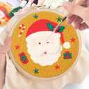 ERKOON Christmas Punch Needle Kit Adults Beginners, DIY Easy Christmas Embroidery Set for Starter Art Craft, Needling Punch Project with Patterns, Tools, Yarns, Hoop, Instruction (Santa Claus)