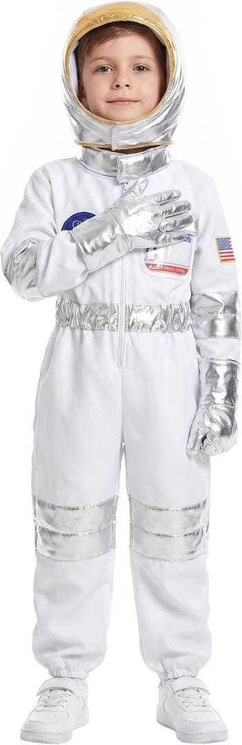 Kids Astronaut Costume Pilot Costume for Boys Girls Space Outfit for Halloween Dress Up (3-4 Years)