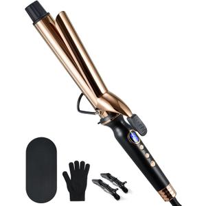 ORYNNE Titanium 1.25 Inch Curling Iron Long Barrel, Extra Long Curling Iron for Long Hair, 1 1/4 Inch Curling Iron with Dual PTC Heater, 12 Heat Settings, 60 Mins Auto-Off & Dual Voltage
