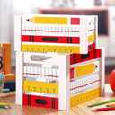 Weysat 2 Pcs Desk Organizer Wooden Multi-functional Crayon Printed Desktop Storage Accessories for Back to School Classroom Dorm Teacher Office Desk Pencil Pen Holder File Folder Organizer Supplies