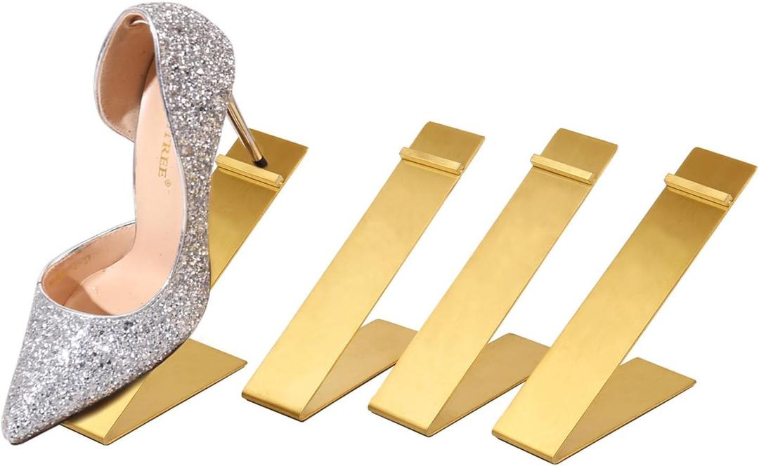 Shoe Display Stand, 4 Pcs Gold Stainless Steel High Heels Display Stands, Mens Womens Shoe Rack Holder Stand, Retail Shopping Malls Store Sandal Shoes Riser Stand Shoe Display Stand, 4 Pcs Gold Stainless Steel High Heels Display Stands, Mens Womens Shoe Rack Holder Stand, Retail Shopping Malls Store Sandal Shoes Riser Stand