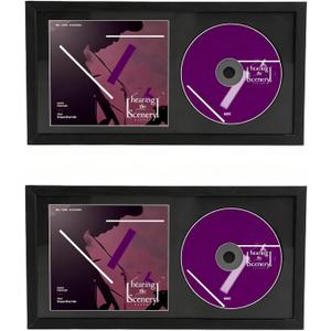 2 Pcs CD Display Frame, Black Signed CD Display Case (13" x 6.7") | CD Frame for Disc and Box, Double Groove Record Album Case, Signed Music Decor, Wall and Tabletop