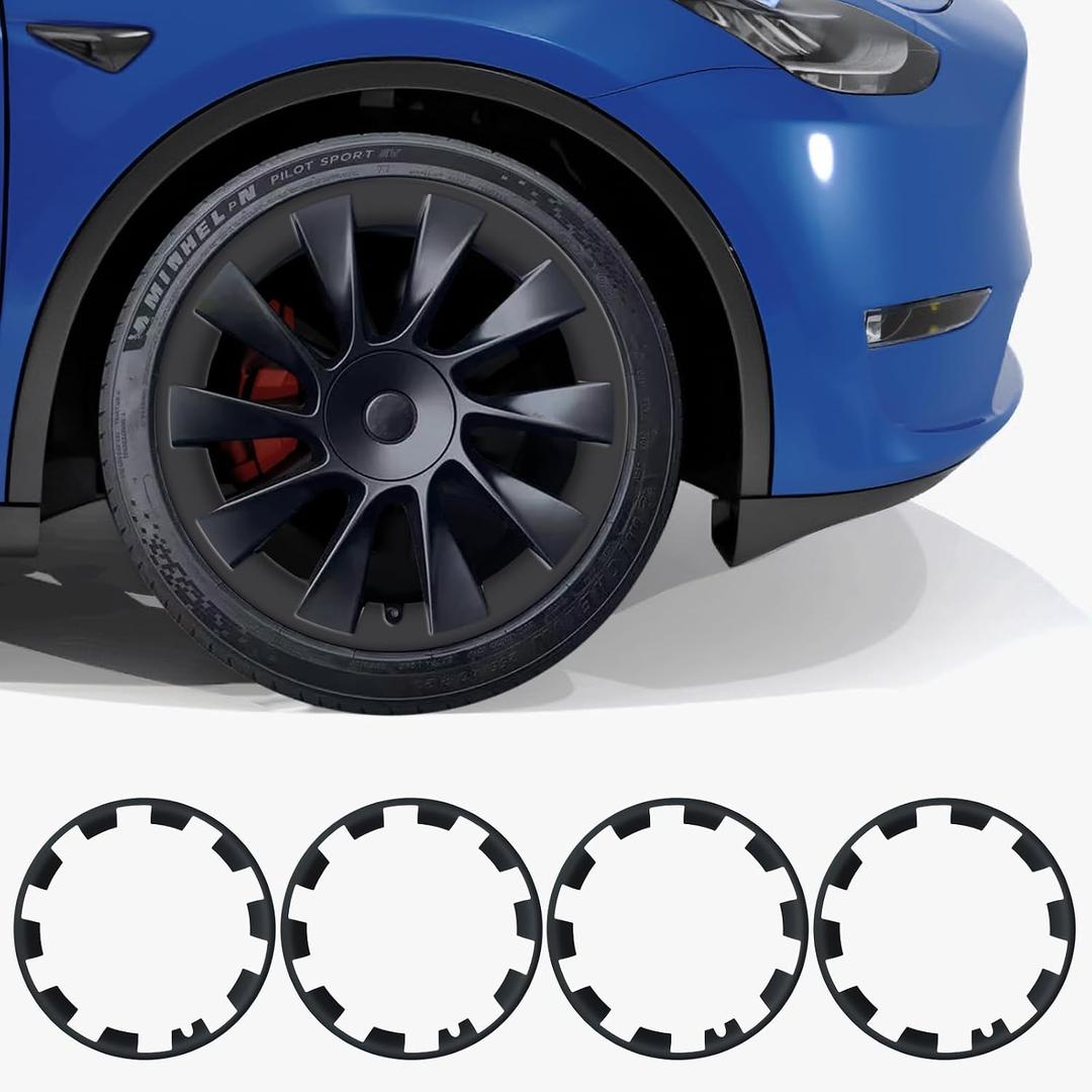 Tesla Model Y Rim Protector Fit 20" Induction Wheels 2020-2024|Wheel Covers 20 inch|ABS Guard Hubcap Cover for Curb Rash Prevention| Model Y Accessories|Matte Black(Set of 4)