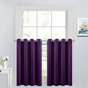 Yakamok Kitchen Bathroom Window Curtains - Blackout Curtains Small Window Short Drapes for Bedroom Living Room Kids Nursery Room(2 Panels,Purple,52x36 Inch)