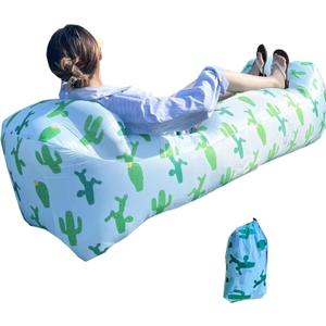 Inflatable Couch for Camping,Inflatable Lounger Air Sofa Chair,Portable Festival Couch for Outdoor, Beach, Hiking, Picnics, Music Festivals (Cactus)