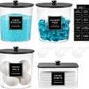 Laundry Pods Container & Dryer Sheet Holder, Laundry Room Organization and Storage Jars with Lids, Labels & Scoops for Powder Detergent Scent Booster, Black Lid