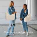 TOPDesign Large Canvas Tote Bag for Women, Shoulder Bag with Laptop Sleeve & Pockets, Everything Tote for Travel, Work (Beige)
