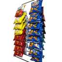 Clip Strip Chip Rack Display Stand, Snack Rack, Metal, 2 Rows, 30 Clips, Off-White, Organize Snacks in Retail Stores and Household, Product Merchandising
