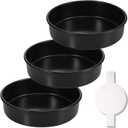HIWARE 8-Inch Round Cake Pan Set of 3, Nonstick Baking Cake Pans with 90 Pieces Parchment Paper, Dishwasher Safe