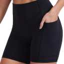 Biker Shorts for Women with Pockets, 5" Spandex Workout Shorts, Lightweight for Summer Cycling Running Yoga Gym (Medium, Black)
