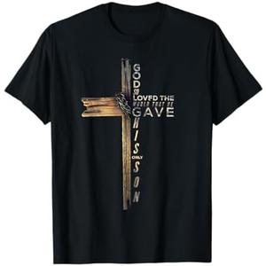John 3:16 Christian Cross Bible T-Shirt XL
