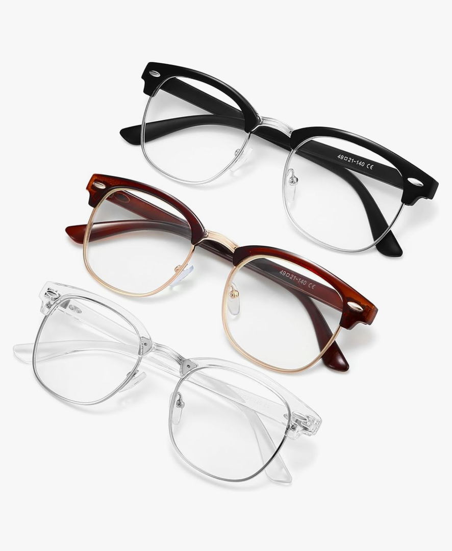 racico Blue Light Glasses for Men & Women - Mixed Material + Metal Frames with UV Protection Coating (*A1 Matte Black/Tea/Clear)