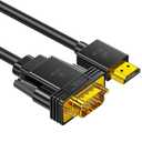 6ft HDMI to VGA Cable  1080P HD Video Converter Cord for Laptop, TV Box, PS4, Monitor, Projector (Black, 1.8M)