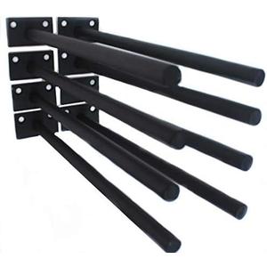 8 Pcs 10" Black Solid Steel Floating Shelf Bracket Blind Shelf Supports - Hidden Brackets for Floating Wood Shelves - Concealed Blind Shelf Support Screws and Wall Plugs Included