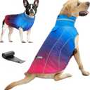 Doglay Waterproof Dog Coat, Reflective Dog Winter Jacket with Pocket & Turtleneck, Warm Puppy Snow Jacket for Small Medium Large Dogs - Gradient Blue Purple Pink, XL