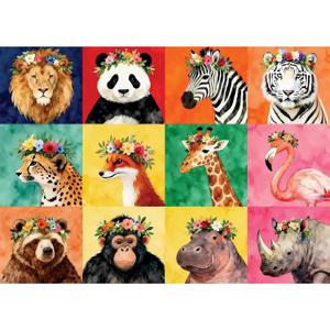 Puzzles for Adults 1000 Pieces - Beast-Themed Colorful Jigsaw Puzzles, Fun Family Game, Challenging Brain Teaser, 28 x 20 in, Great Gift Idea & Home Decor (Floral Beasts)