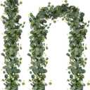 2 Pack 5.9ft Artificial Silver Dollar Eucalyptus Garland Faux Greenery Vines for Baby Shower Wedding Centerpiece Table Runner Decorations