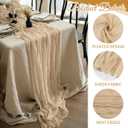 10 Pack Beige Cheesecloth Table Runner 17x108 Inch Semi Sheer Boho Gauze Cheese Cloth Table Runners, for Wedding Bridal Shower Birthday Party Home Decor Garden Farmhouse