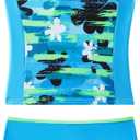 Angel season Girls Tankini Swimsuit Two Piece Bikini for Tween Bathing Suit Junior Modest Swimwear with UPF50+ Size 7-15 (Turquoise Floral)