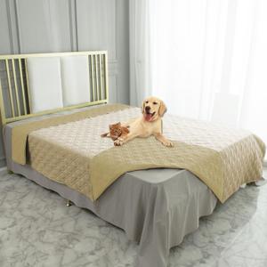 Ameritex Waterproof Dog Bed Cover Pet Blanket for Furniture Bed Couch Sofa Reversible (82x102 Inch (Pack of 1), Beige+taupe)