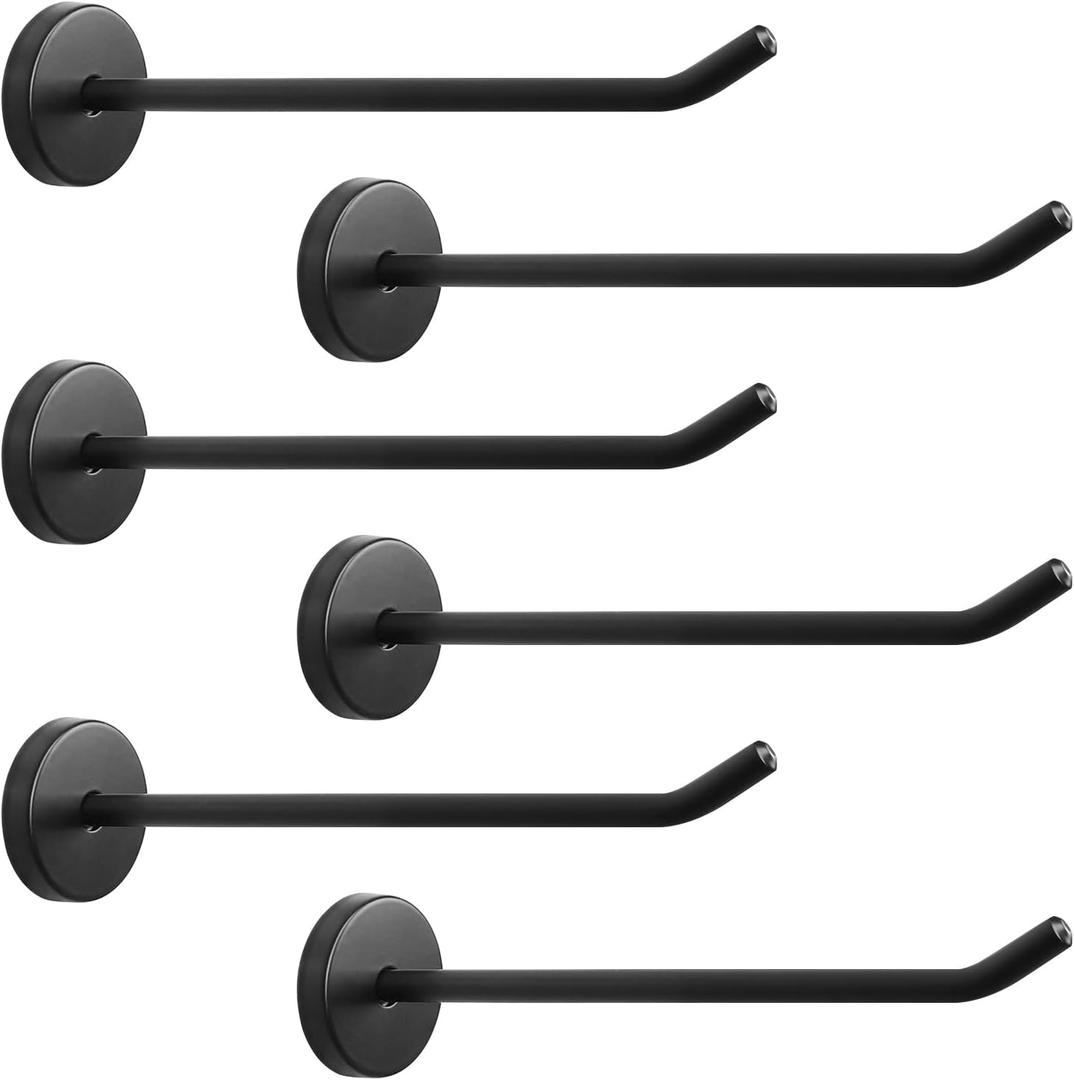 NearMoon Coat Hooks, Wall Mount Hooks for Hanging Hat Hurse Robe, 304 Stainless Steel Heavy Duty Towel Hangers for Bathroom Livingroom Hotel Kitchen Garage, 6 Pack (6 Inch, Matte Black)