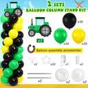 Sosation 2 Set Tractor Balloon Column Stand Kit Green Yellow Black Balloon Tower with 2 Large Tractor Cards 105 Latex Balloons with Adjustable Stands for Farm Birthday Party Decorations