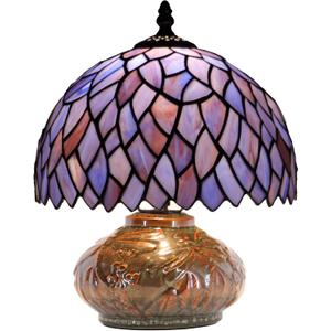 Small Tiffany Table Lamp Mini Mushroom Stained Glass Lamp Memory Sympathy lamp 10X11 Inch (Wisteria Style)