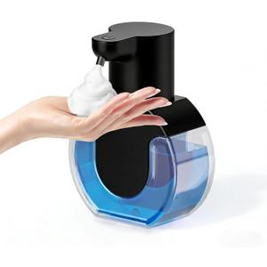 Automatic Soap Dispenser Touchless,Rechargeable Foaming Soap Dispenser,15oz/420ml Smart Hand Soap Dispensers,4-Level Adjustable,Wall Mount for Bathroom Kitchen Dish Soap,Hands-Free (Black)