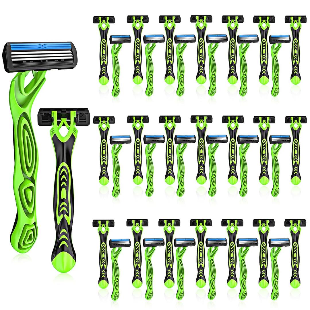 40 Pcs 3 Blade Disposable Razors for Men Bulk Sensitive Skin Razor for Men Travel Hotel Spa Summer Party Gift, Individually Packaged
