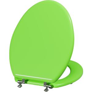 Angol Shiold Wood Toilet Seat, Zinc Alloy Hinges (Elongated, Green)
