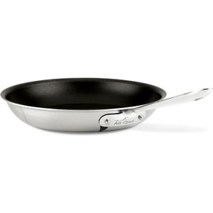 All-Clad D5 10 Inch Brushed Stainless Steel Pro Non Stick Frying pan, 5-Ply Stainless Steel Pan, Induction, Oven Broiler Safe 500F, Pancake Egg Pan, Skillet, Professional Cookware, Silver